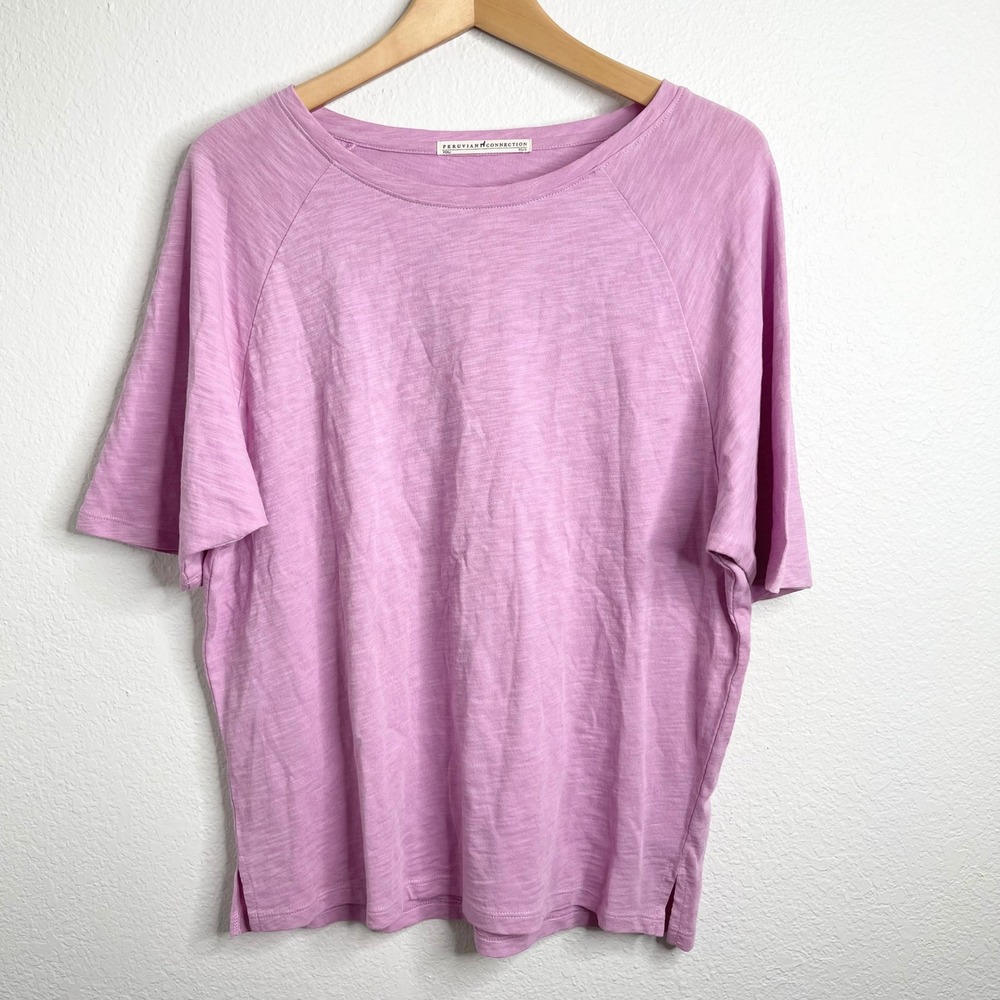 Peruvian Connection Purple‎ Cotton Gauze Raglan Sleeve T-Shirt Women's XS
